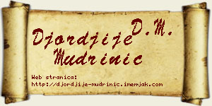 Đorđije Mudrinić vizit kartica